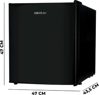 Cecotec Nevera Pequeña Frigorífico Mini Minibar 46L GrandCooler 20000 SilentCompress Black E. Altura 48,7cm, 48 cm de Ancho, Bajo Consumo, Puerta Reversible, Funcionamiento Cíclico, Negro